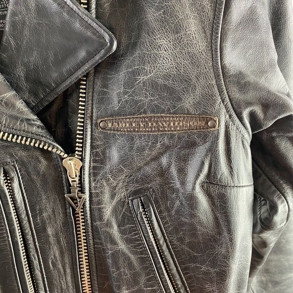 Harley Davidson Distressed Leather Moto Jacket SZ M - Picture 7 of 9